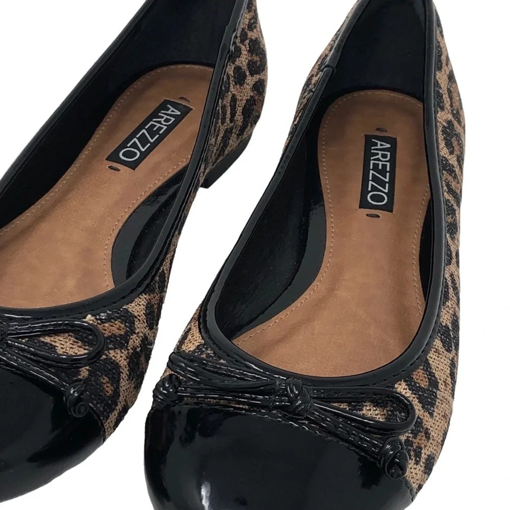 Arezzo Leopard Print Cap‎ Toe Ballet Flat